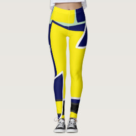 Leggings Audaz arte abstracto de amarillo azul