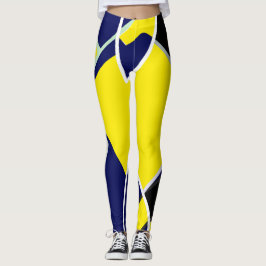 Leggings Audaz arte abstracto de amarillo azul