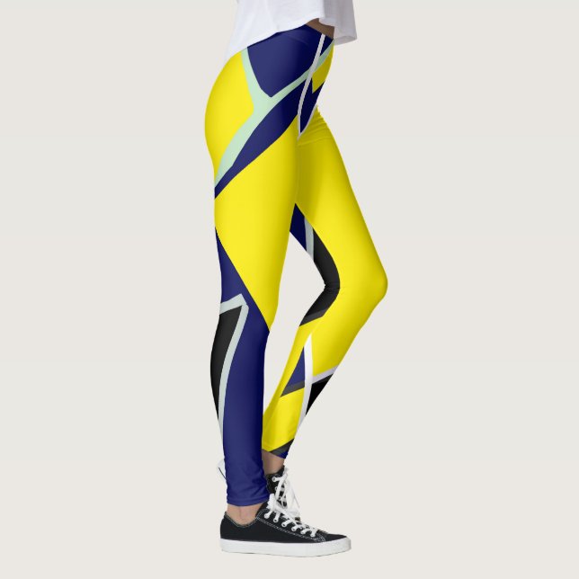 Leggings Audaz arte abstracto de amarillo azul (Derecha)