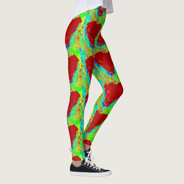 Leggings audaz corazón rojo abstracto verde (Derecha)