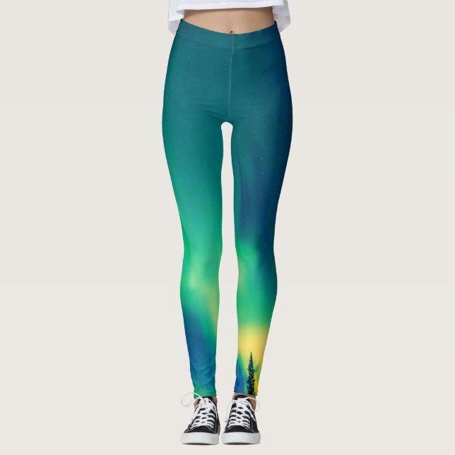 Leggings Aurora Borealis Luz del Norte estrellas del invier (Anverso)