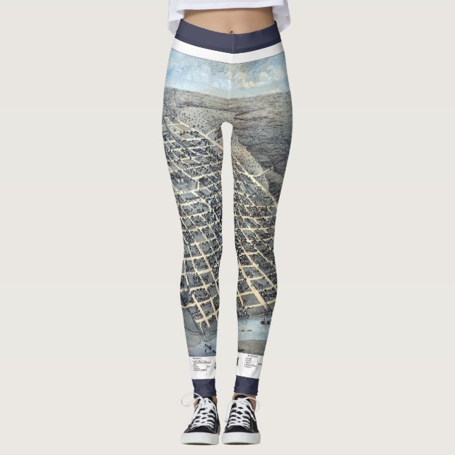 Leggings Austin, Texas Antique Aerial City Map de 1873 (Anverso)