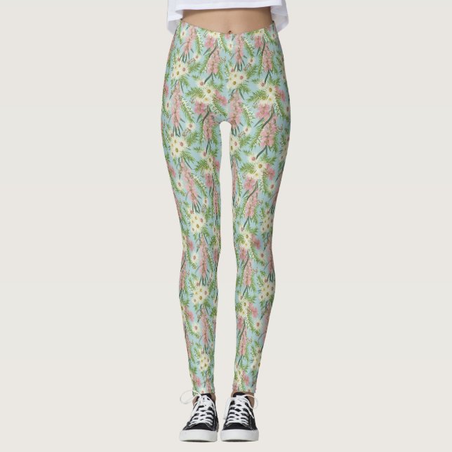 Leggings Australian Bottlebrush Country Garden Blue (Anverso)