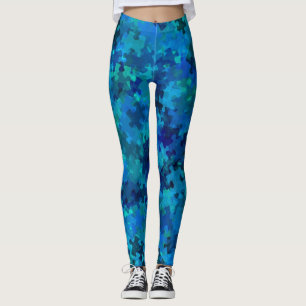 Leggings Autism Awareness Blue Puzzle Collage