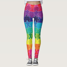 Leggings Autism Awareness Rainbow Puzzle Pizzle
