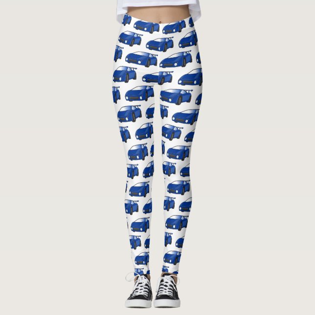 Leggings Autobús deportivo azul con ilustracion aéreo (Anverso)