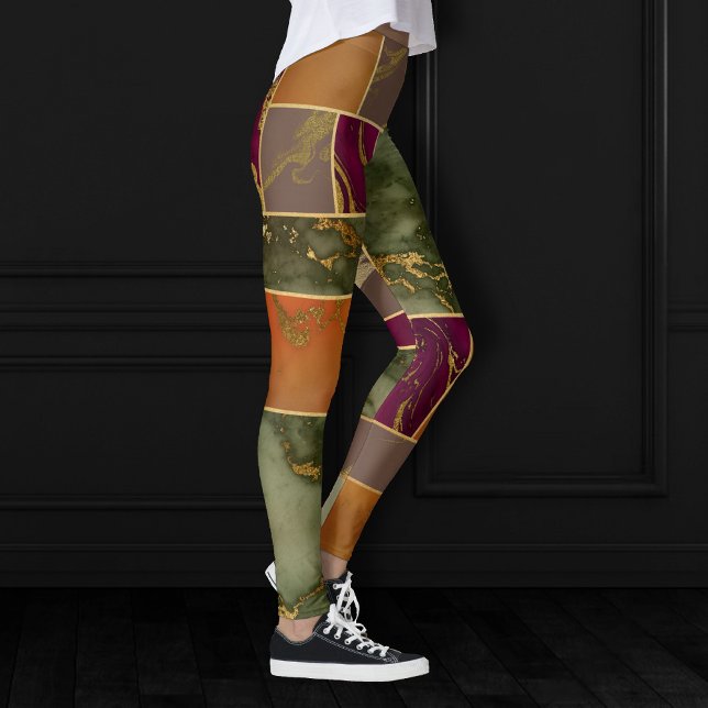 Leggings Autumn Luxury | Mármol geométrico de tono de joyas (Subido por el creador)