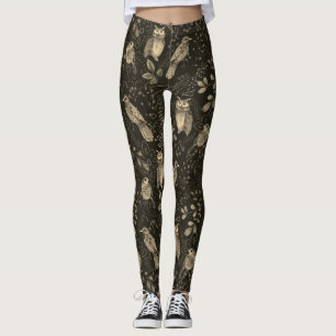 Leggings Ave de la naturaleza búho en piernas marrones