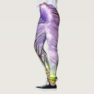 Leggings **"Avenue of Elegance: Purple Jacaranda Row"**