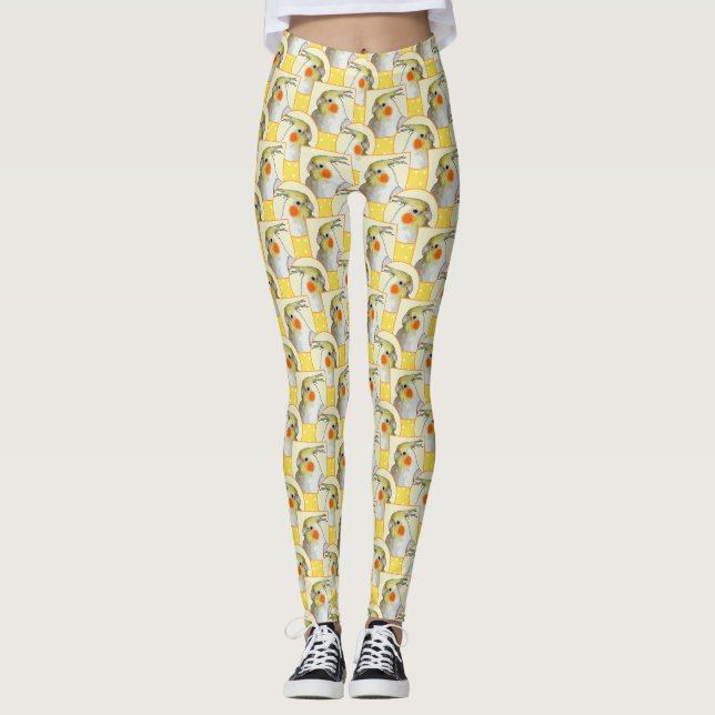 Leggings Aves alegres del Mascota amarillo Cockatiel Cute P (Anverso)
