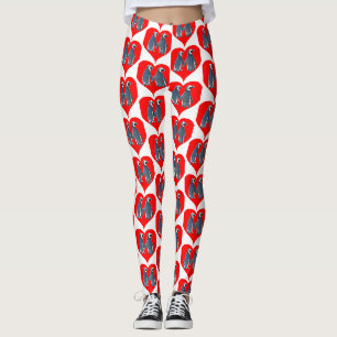 Leggings Aves amorosas Pingüino Corazones Rojos Thunder_Co
