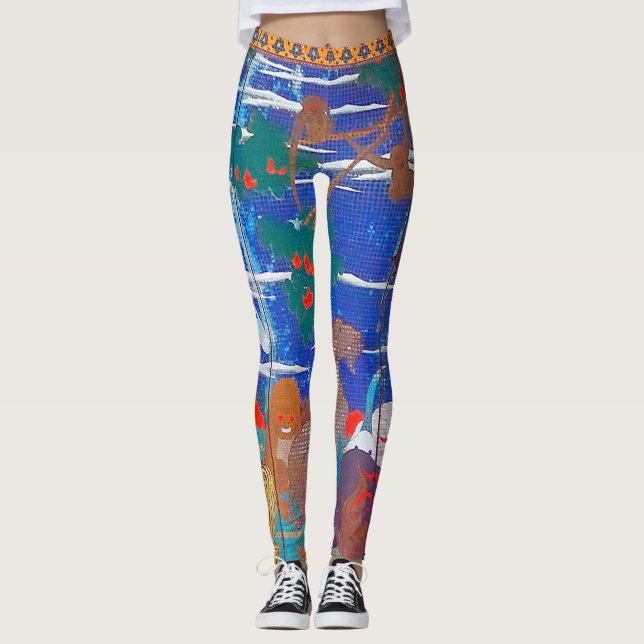 Leggings Aves, animales y plantas florecientes (derecha)Jak (Anverso)