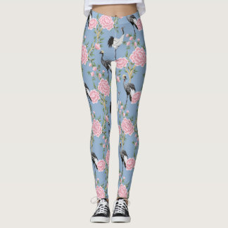 Leggings Aves chinas y crisantemo