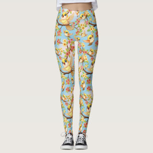 Leggings Aves cortas y felices entre las flores de primaver