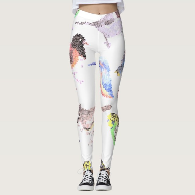Leggings Aves de América - mosaico de mascotas y aves silve (Anverso)