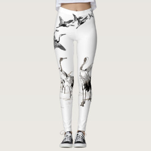 Leggings Aves de grúa japonesas legiones de humedales