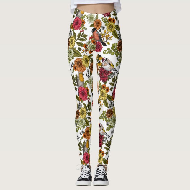 Leggings Aves de jardín y flores 1 (Anverso)