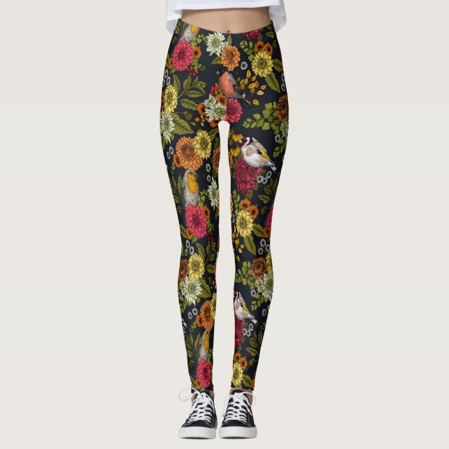 Leggings Aves de jardín y flores 2 (Anverso)