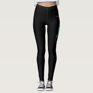 Leggings Aves de pluma de cinta Verde azulada para el cánc