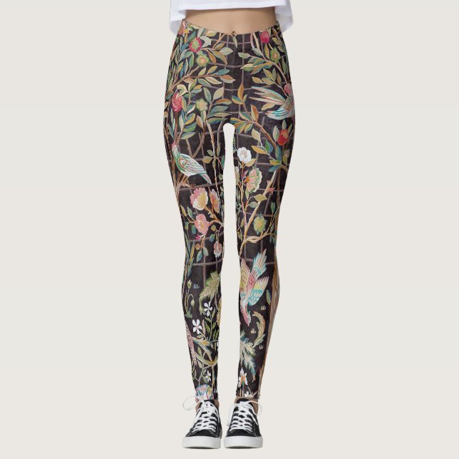 Leggings Aves en el jardín de flores, William Morris (Anverso)
