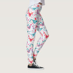 Leggings Aves en un jardín moderno color de agua de Boho<br><div class="desc">Moderna pintura de acuarela de estilo folclórico bohemio en un jardín de flores silvestres verde azuladas,  rosas y naranjas brillantes.</div>