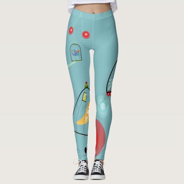 Leggings Aves en una jaula (Anverso)