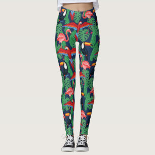 Leggings Aves Tropicales En Colores Brillantes