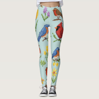 Leggings Aves y flores de Pixel