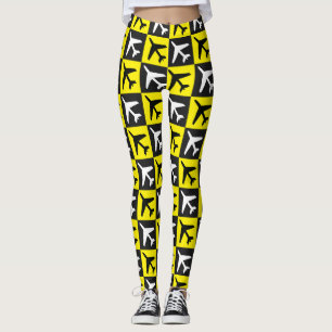Leggings Avión de aviones voladores amarillos geométricos