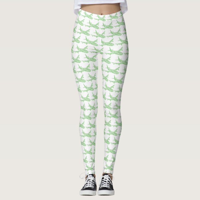 Leggings Avión Green Snowflake - Piernas (Anverso)