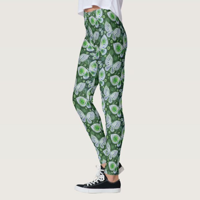 Leggings Away Paisley Butterfly Print Green (Izquierda)