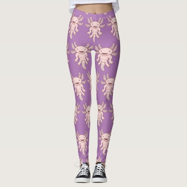Leggings Axiolotl rosado lindo Thunder_Cove  (Anverso)