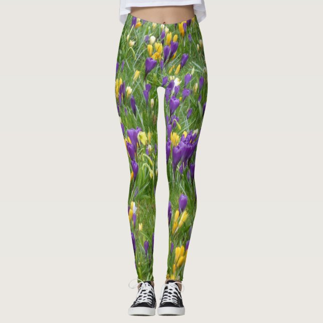 Leggings Azafranes amarillas y púrpuras (Anverso)