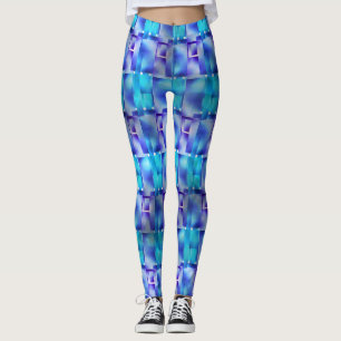 Leggings Azuis claros e escuro, formas retangulares manchas