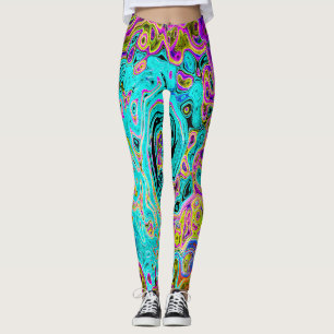 Leggings Azul Acuático Helado Groovy Remolino Líquido Abstr