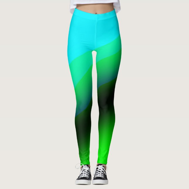 Leggings Azul arcoiris de textura abstracta patrón arte t (Anverso)