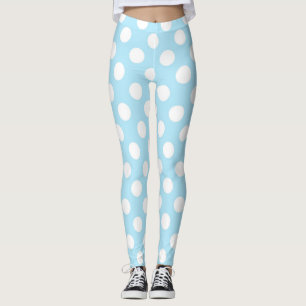 Leggings Azul bebé claro y lunares blancos