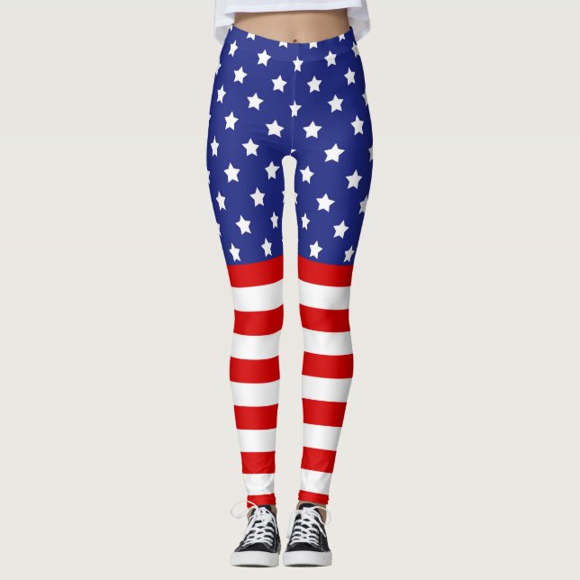 Leggings Azul Blanco Rojo Julio 4 (Anverso)