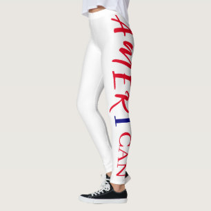 Leggings Azul blanco rojo negro mujer africana norteamerica