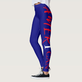 Leggings Azul blanco rojo negro mujer africana norteamerica