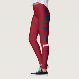 Leggings Azul blanco rojo negro mujer africana norteamerica