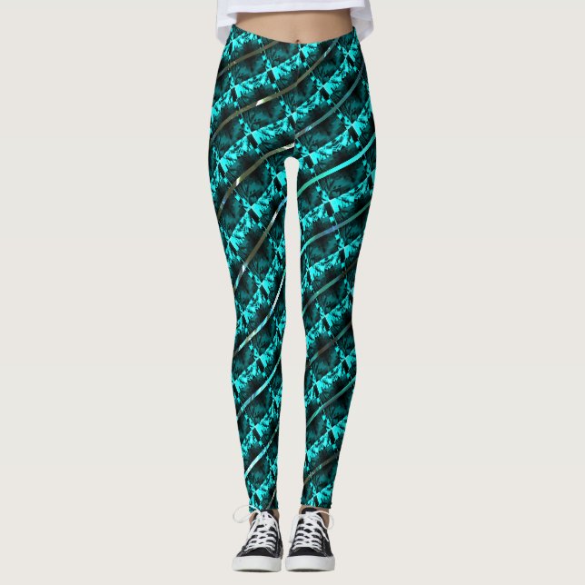 Leggings Azul claro diferente, trenzado diferente transvers (Anverso)