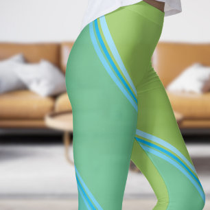 Leggings Azul de Azure de moda bajo impresión con bandas am
