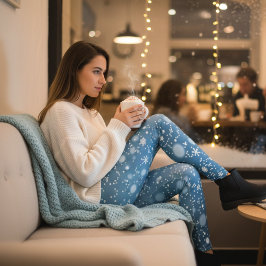 Leggings Azul de copos de nieve de invierno