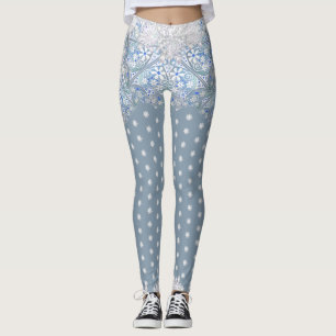 Leggings Azul de encaje cerámico y copo de nieve