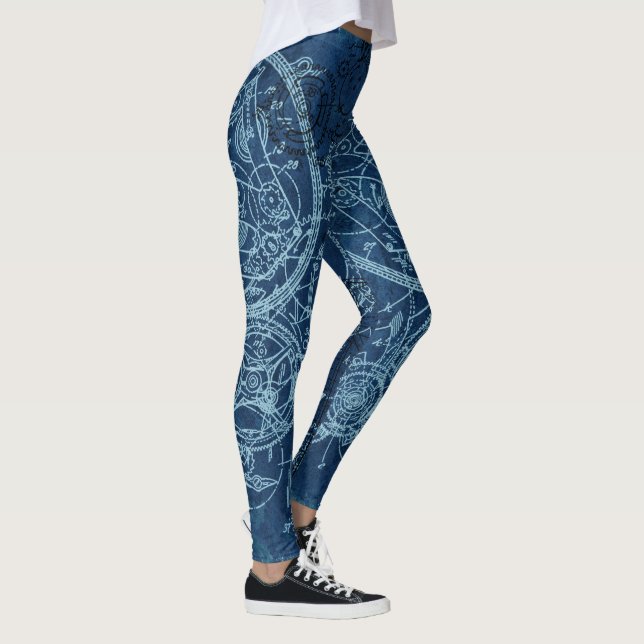 Leggings Azul de la combinación de relojería (Derecha)