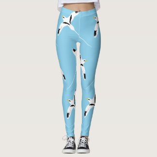 Leggings Azul de Tropicbird blanco con estampado