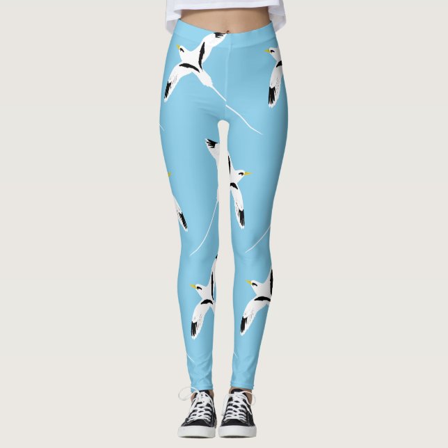 Leggings Azul de Tropicbird blanco con estampado (Anverso)