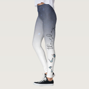 Leggings  azul degradado con mariposas