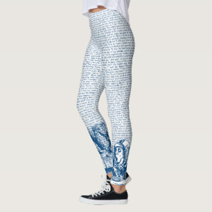Leggings Azul del texto y de la frontera de Alicia del
